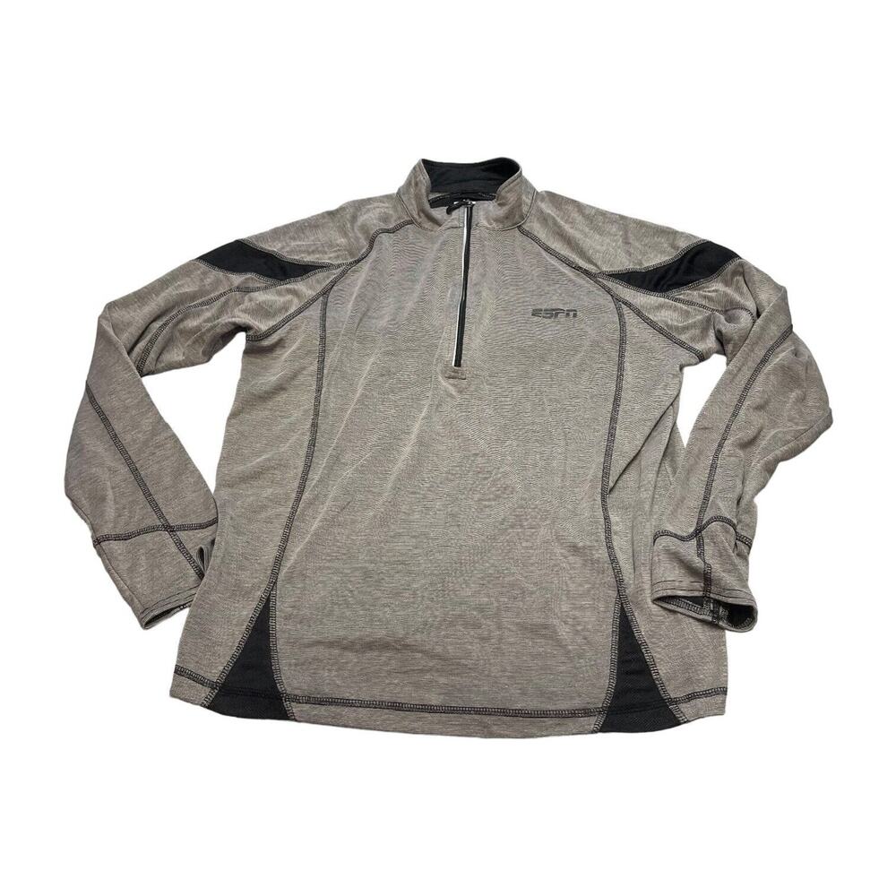 Storm Creek Activewear Top Men's Medium Gray Striped Raglan Sleeve Quarter Zip - Picture 1 of 9